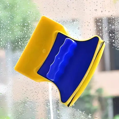 Magnetic double-sided window cleaner from 19378 kitchen tool set, showing the cleaning pads and magnetic handle in use.