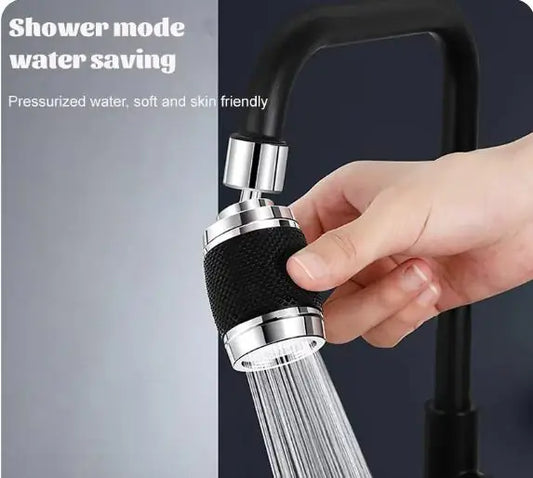 19378 360° swivel tap sink faucet extender with filter, kitchen tool set, showing adjustable faucet with water flow in a kitchen sink