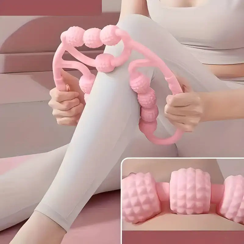 Handheld leg massage roller for muscle relaxation and shaping, designed for fitness and recovery.