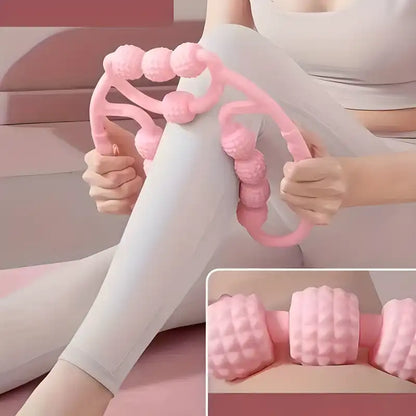 Handheld leg massage roller for muscle relaxation and shaping, designed for fitness and recovery.