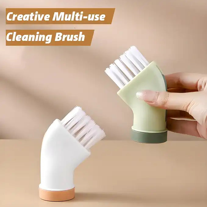 Set of two 19378 multi-use cleaning brushes with flexible handles, designed to connect to mineral water bottles for versatile kitchen cleaning.