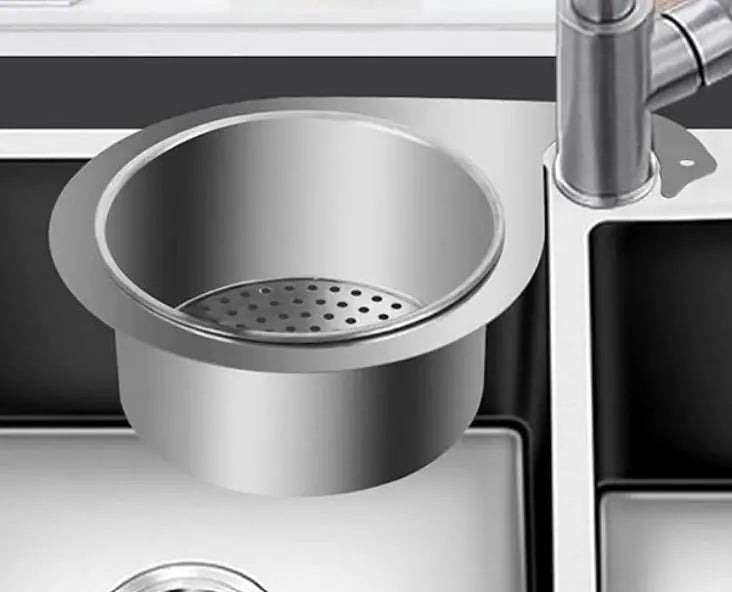 Stainless steel swan-shaped sink drain basket from 19378 kitchen tool set, designed to catch debris in the kitchen sink.