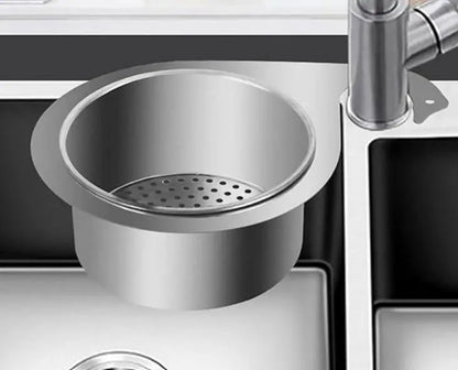 Stainless steel swan-shaped sink drain basket from 19378 kitchen tool set, designed to catch debris in the kitchen sink.