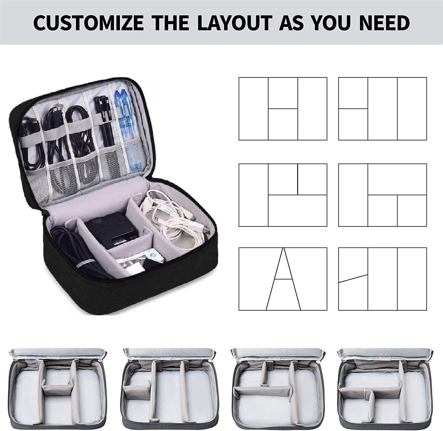 Universal travel gadget bag from 19378, designed for organizing cables, plugs, and small electronic accessories.
