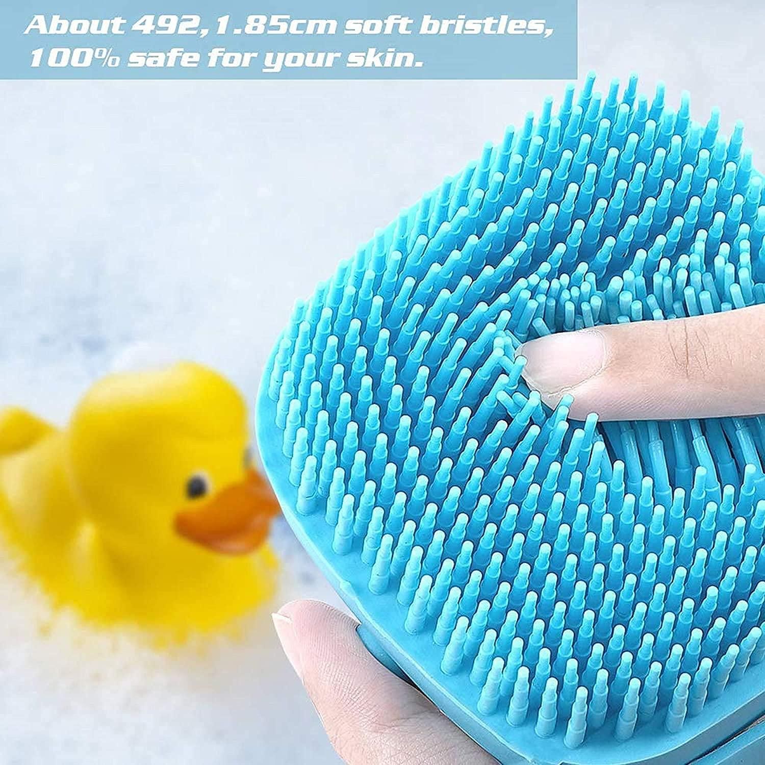 Soft silicone bath brush with hooks, ideal for baby showers and cleaning, part of the 19378 kitchen tool set.
