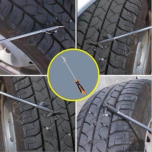 19378 2-in-1 car tyre stone removing tool with brush and duster for cleaning vehicle tires and wheels.