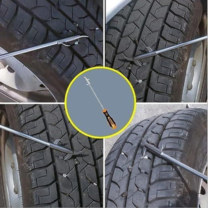 19378 2-in-1 car tyre stone removing tool with brush and duster for cleaning vehicle tires and wheels.