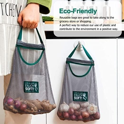 Set of 19378 reusable mesh bags for fruit storage, kitchen tool set with breathable, eco-friendly design for fresh produce.