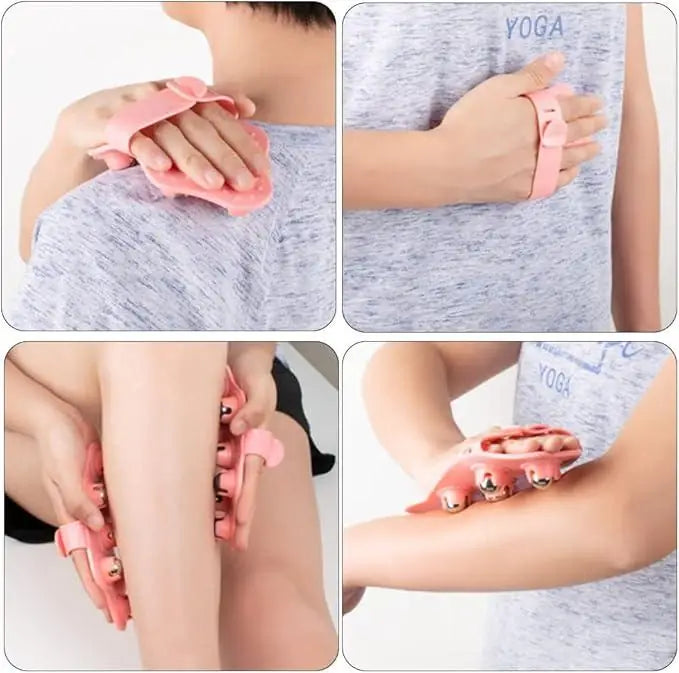 Anti-cellulite muscle pain relief massage ball and gloves for body relaxation, used for muscle relaxation and cellulite reduction.