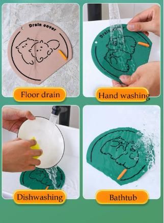 Thick silicone kitchen floor drain deodorant cover with easy grip edges, designed to fit standard drain openings.