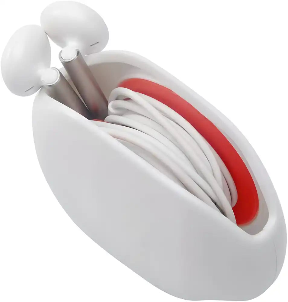 Electric grooming kit with automatic cord winder and cable organizer, featuring a compact design for tidy storage.