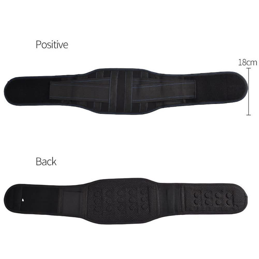 Self-heating back support brace for waist and abdomen, designed to provide lower back pain relief and support.