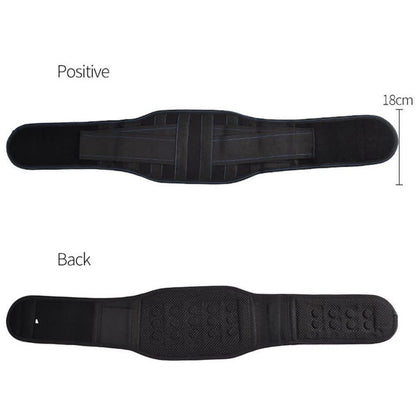 Self-heating back support brace for waist and abdomen, designed to provide lower back pain relief and support.
