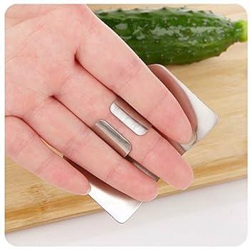 Stainless steel finger cutting protector from 19378 kitchen tool set, designed to shield fingers while slicing or chopping.