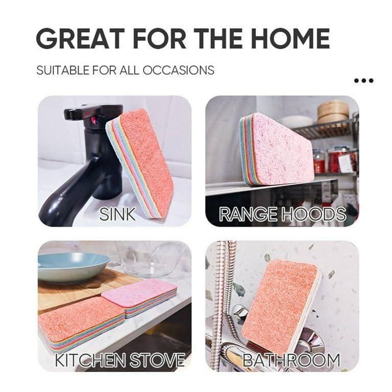 Set of 12 Rainbow microfiber dish cleaning sponges from 19378 kitchen tool set, colorful and soft for effective dishwashing.