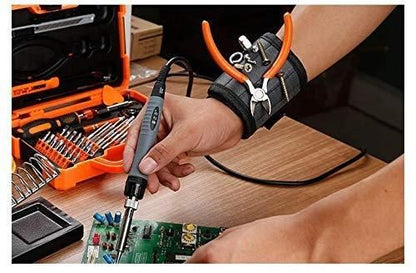 Magnetic wrist band for holding small metal accessories and tools, ideal for power tool use, branded 19378.