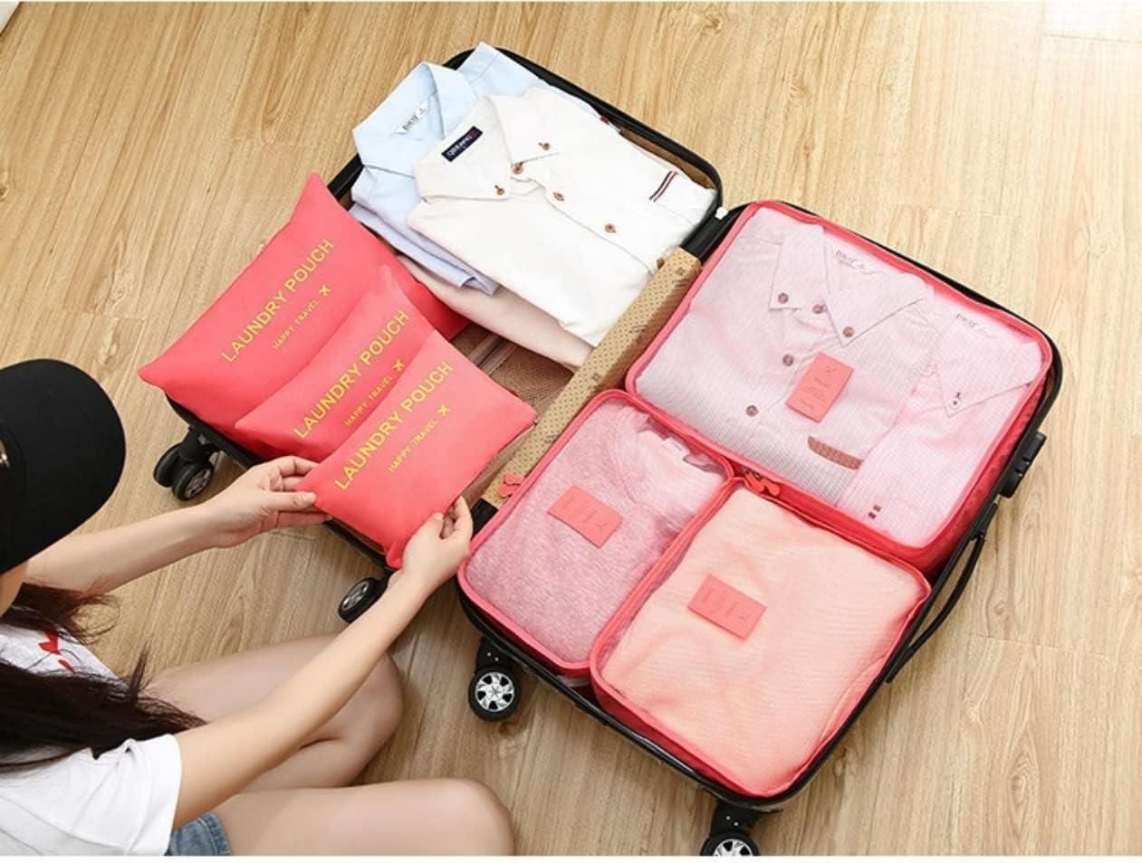 Set of 6 travel packing cubes from 19378, compact travel accessories for organized packing and luggage organization.