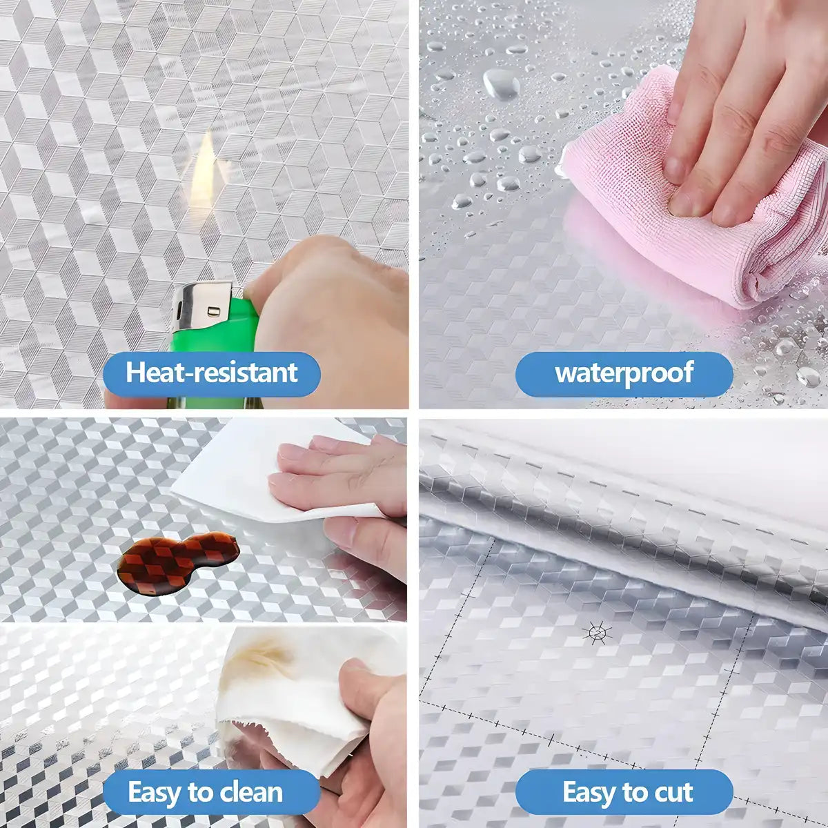 Kitchen foil sticker from 19378, two-meter aluminum foil backsplash roll, kitchen tool set for easy kitchen decoration.