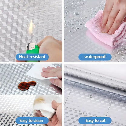 Kitchen foil sticker from 19378, two-meter aluminum foil backsplash roll, kitchen tool set for easy kitchen decoration.