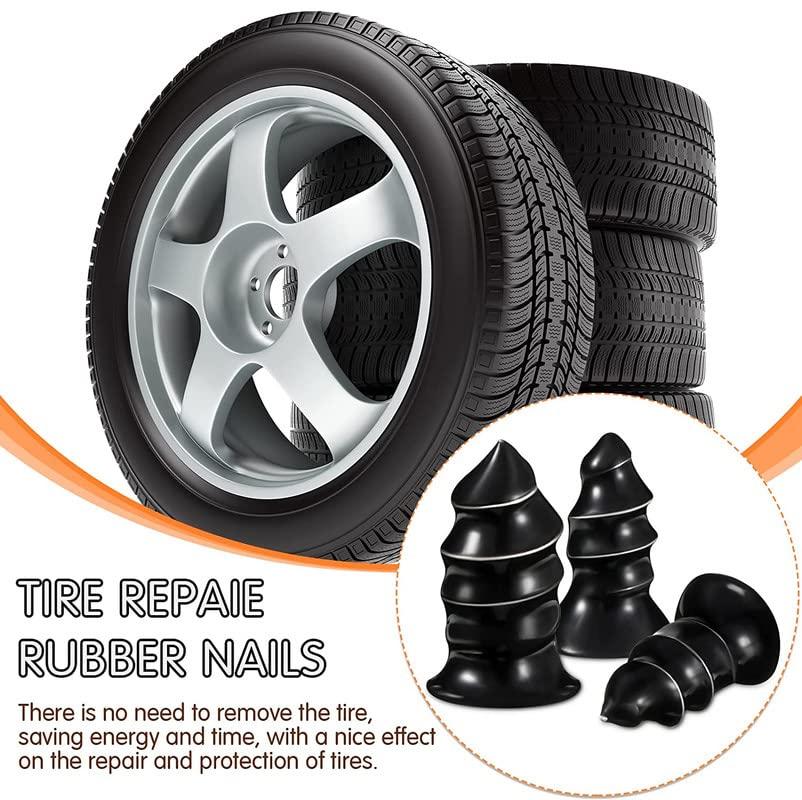 Set of 10 motorcycle and car tire repair nails for fast self-service fixing, designed for use with automotive tools.