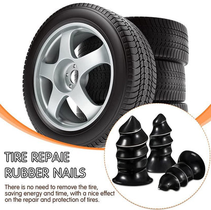 Set of 10 motorcycle and car tire repair nails for fast self-service fixing, designed for use with automotive tools.