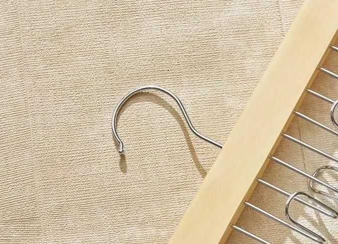 Set of two multifunctional wooden kitchen hangers with metal hooks, ideal for organizing utensils and cookware.
