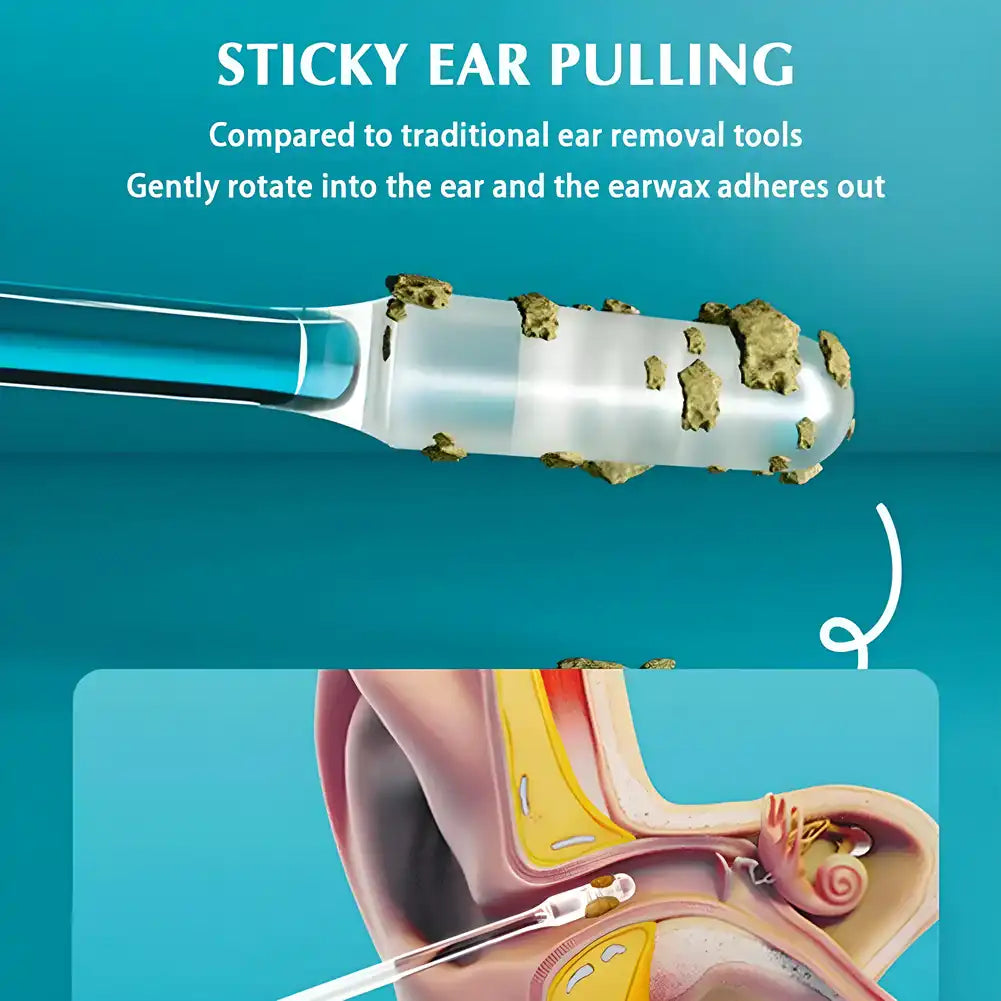 Reusable sticky ear swabs from Quick Clean in a pack, designed for safe ear cleaning, shown in the product image.