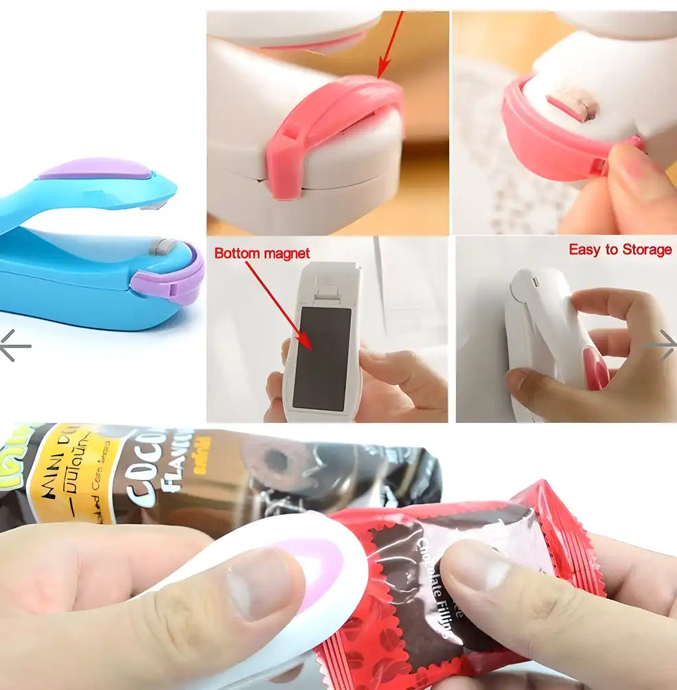 Handheld plastic mini heat sealing machine from 19378, a compact kitchen tool for sealing plastic bags.