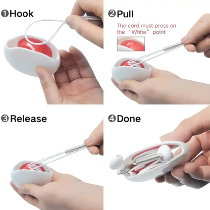 Automatic cord winder and headphone cable organizer from 19378, compact electric grooming set accessory with easy storage.