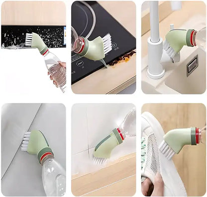 Two multi-use cleaning brushes from 19378, designed to connect to mineral water bottles, ideal for kitchen cleaning tasks.