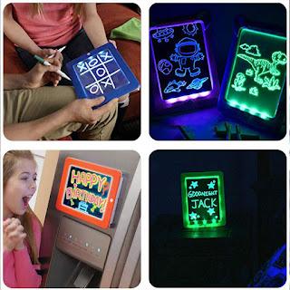 Kids light-up writing tablet from 19378, featuring a colorful electric design suitable for young children to draw and write.