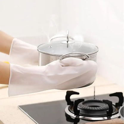 Pair of 19378 silicone dishwashing gloves, kitchen tool set with flexible, textured waterproof gloves for easy cleaning.