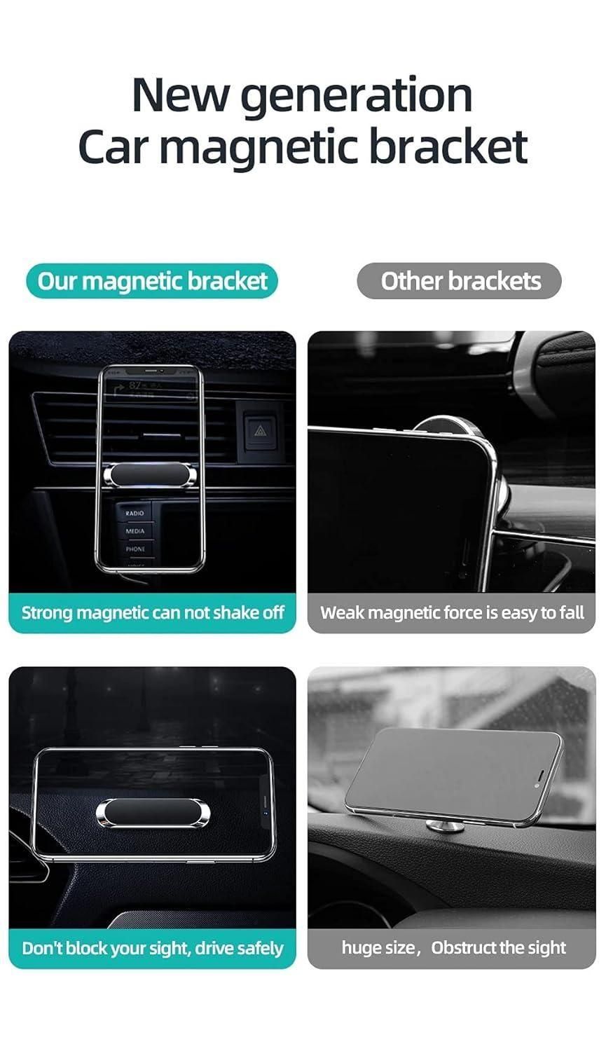 Magnetic car phone holder dashboard mini strip shape stand by 19378, designed for secure phone mounting in vehicles.