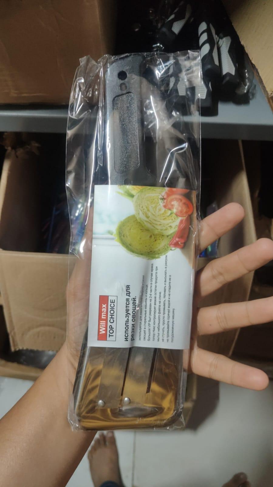 Two-slice blade slicing knife from 19378 kitchen tool set, featuring a double-sided stainless steel blade for precise cutting.