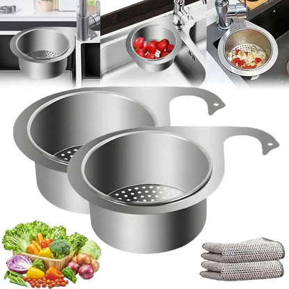 Stainless steel swan-shaped sink drain basket from 19378 kitchen tool set, designed to catch debris in the kitchen sink.