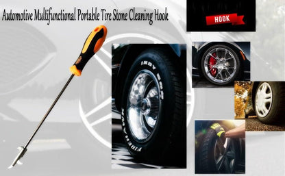 19378 2-in-1 car tyre stone removing tool with handle, designed for cleaning and removing dirt from car tires and wheels.