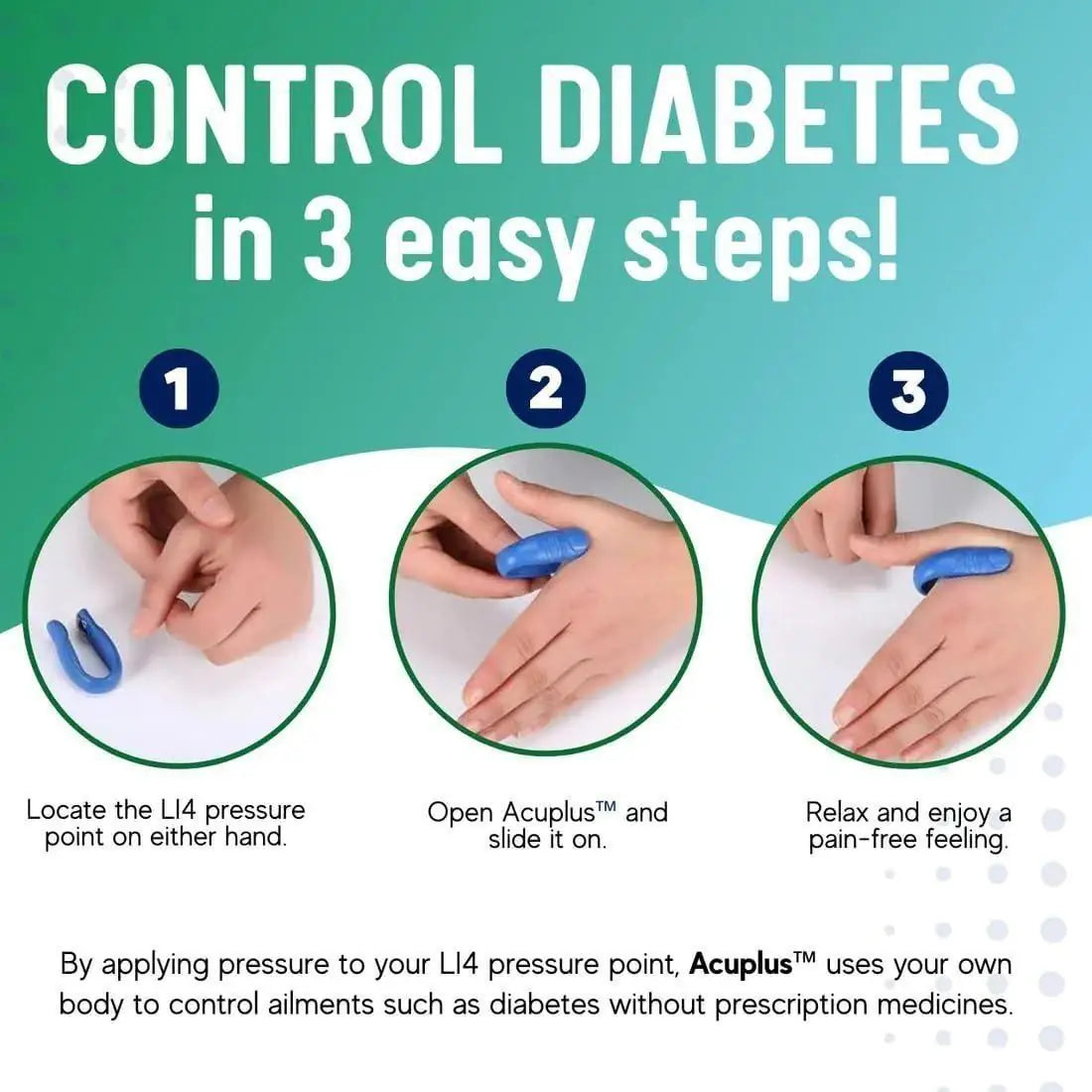 Sugar Control Li4 acupressure point clip used on the hand for health and fitness support, designed by brand 19378.