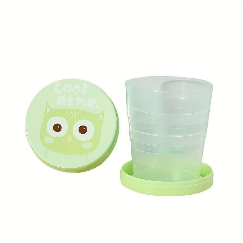 Portable plastic telescopic folding cups for outdoor travel, camping, and picnics, shown in a set of two.