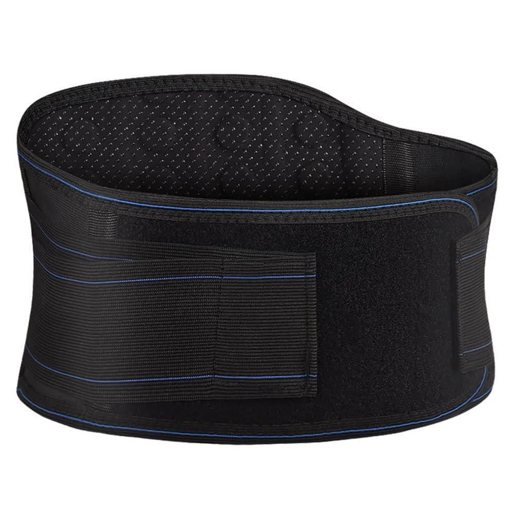 Self-heating back support brace for waist and abdomen, providing lower back pain relief and stability.