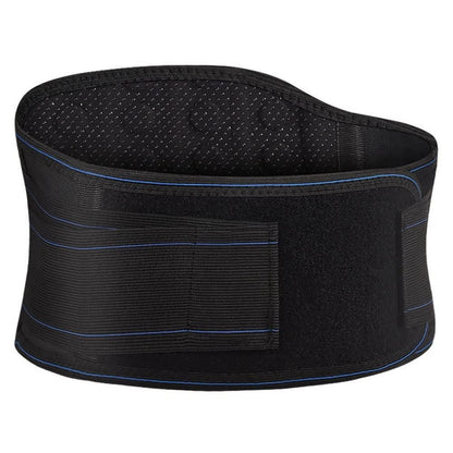 Self-heating back support brace for waist and abdomen, providing lower back pain relief and stability.