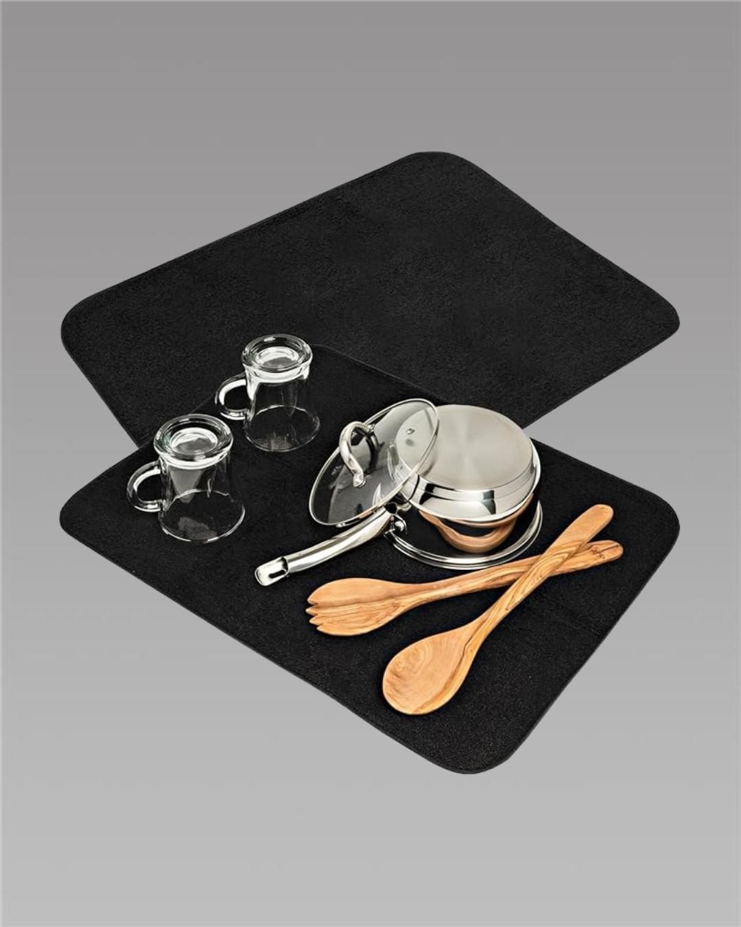 Set of two lightweight, washable quick-drying kitchen mats from 19378, ideal for countertops and food prep areas.