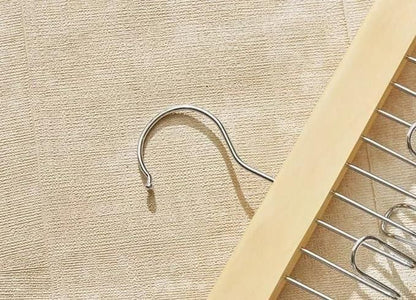 Set of two multifunctional wooden kitchen hangers with metal hooks, ideal for organizing utensils and cookware.