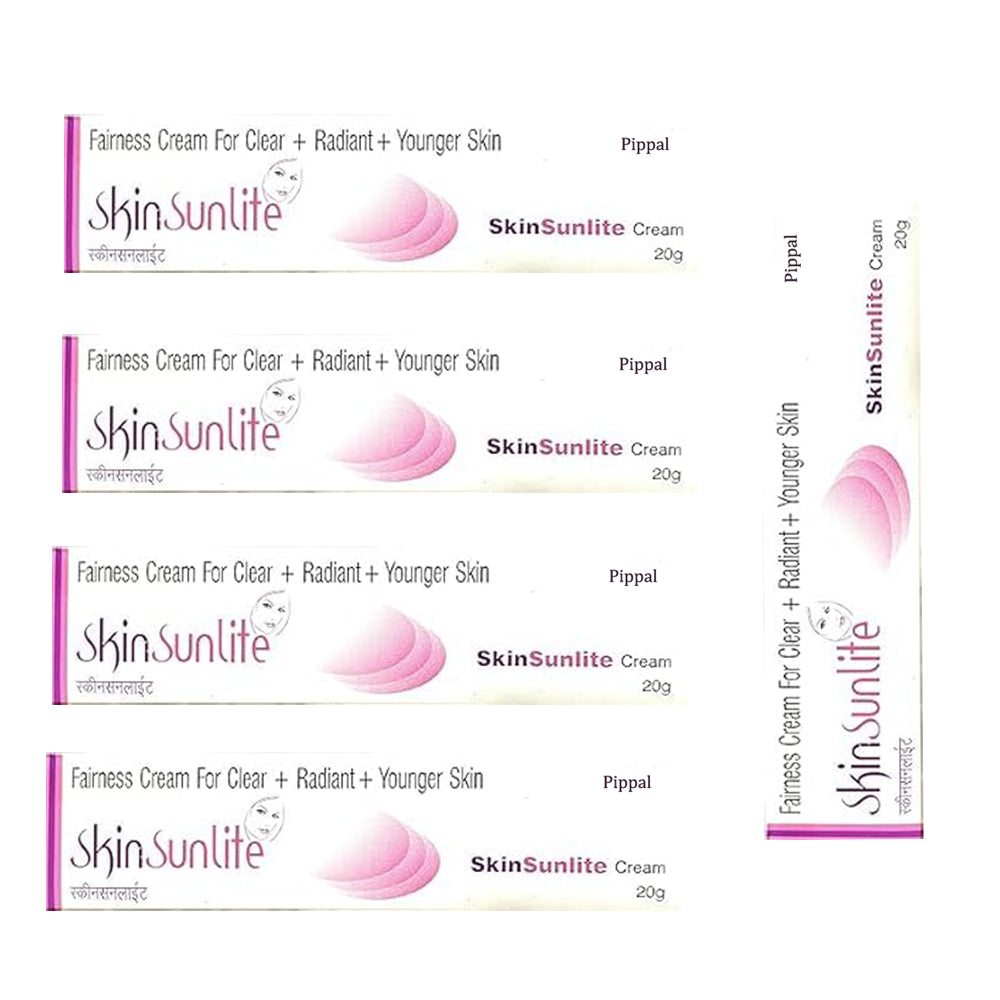 Cream containers of Skin Sunlite Fairness Face Cream by 6255, 20G each, arranged in a pack of five for brightening skincare.