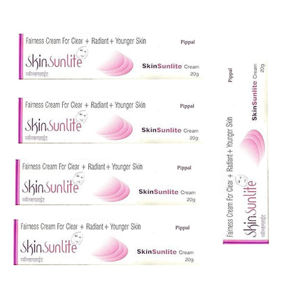 Cream containers of Skin Sunlite Fairness Face Cream by 6255, 20G each, arranged in a pack of five for brightening skincare.