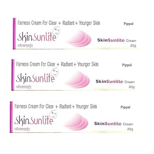 Fairness face cream in a 20G tube from Skin Sunlite, with three tubes shown, designed for clear, moisturized skin.