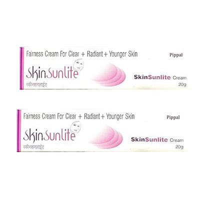 Two 20g jars of 6255 Skin Sunlite Cream Fairness face moisturizer with clear packaging and labels visible.