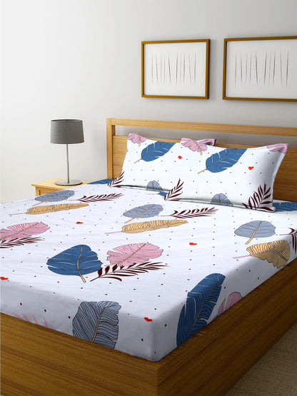 Super soft glace cotton bedsheet with elastic fit and two pillow covers, measuring 72x78 inches with 8-inch depth.