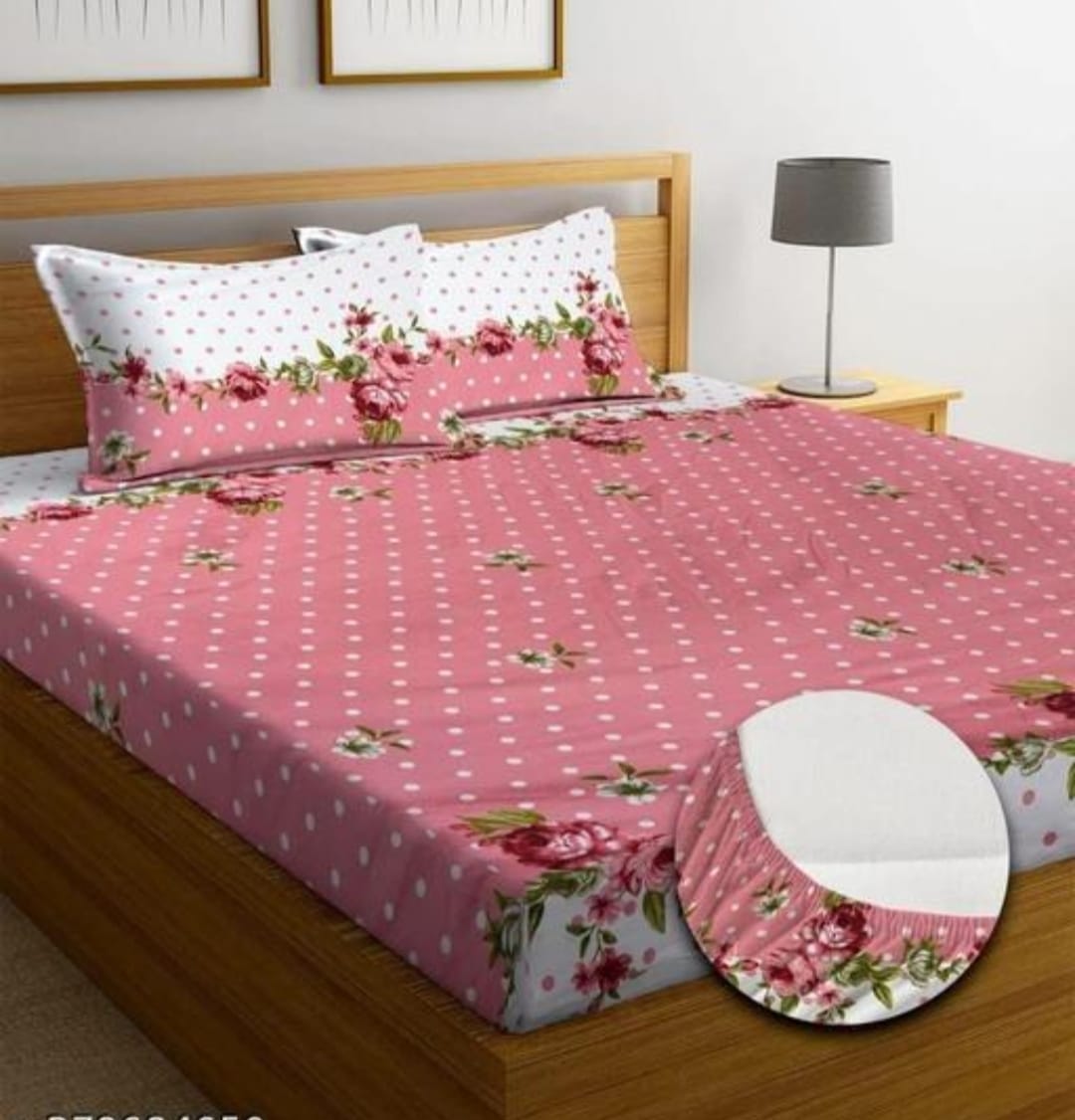 Super soft glace cotton fitted bedsheet with elastic edges and two pillow covers, 72x78 inches, by brand 20027.