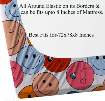 Super soft glace cotton fitted bedsheet with elastic edges and two pillow covers, suitable for double beds, 72x78 inches.