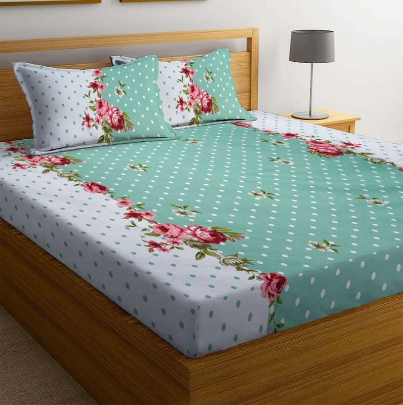 Super soft glace cotton fitted bedsheet with elastic edges and two pillow covers, measuring 72x78 inches by 8 inches.